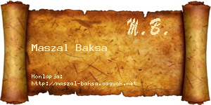 Maszal Baksa névjegykártya